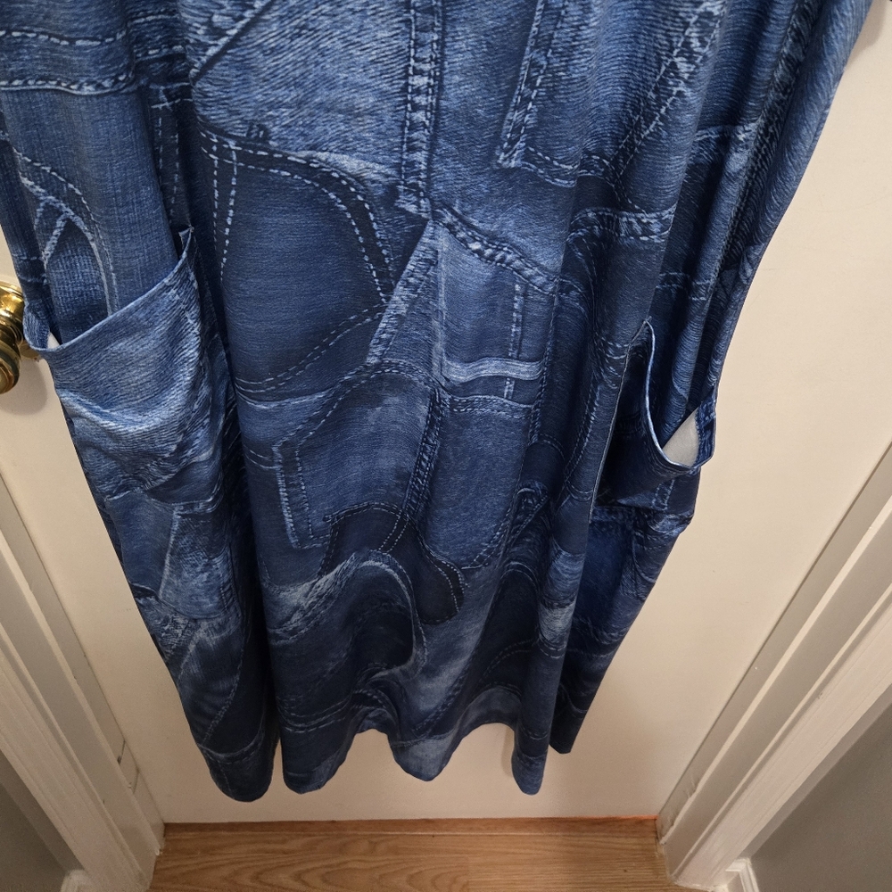 Denim Maxi Dress With Pockets - Picture 2 of 3